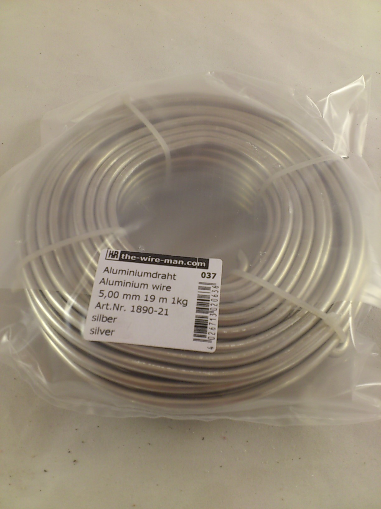 Aluminium wire silver 5mmx19m